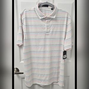 G Fore G/fore NWT Golf Polo Mens XXL Short Sleeve White Striped Performance